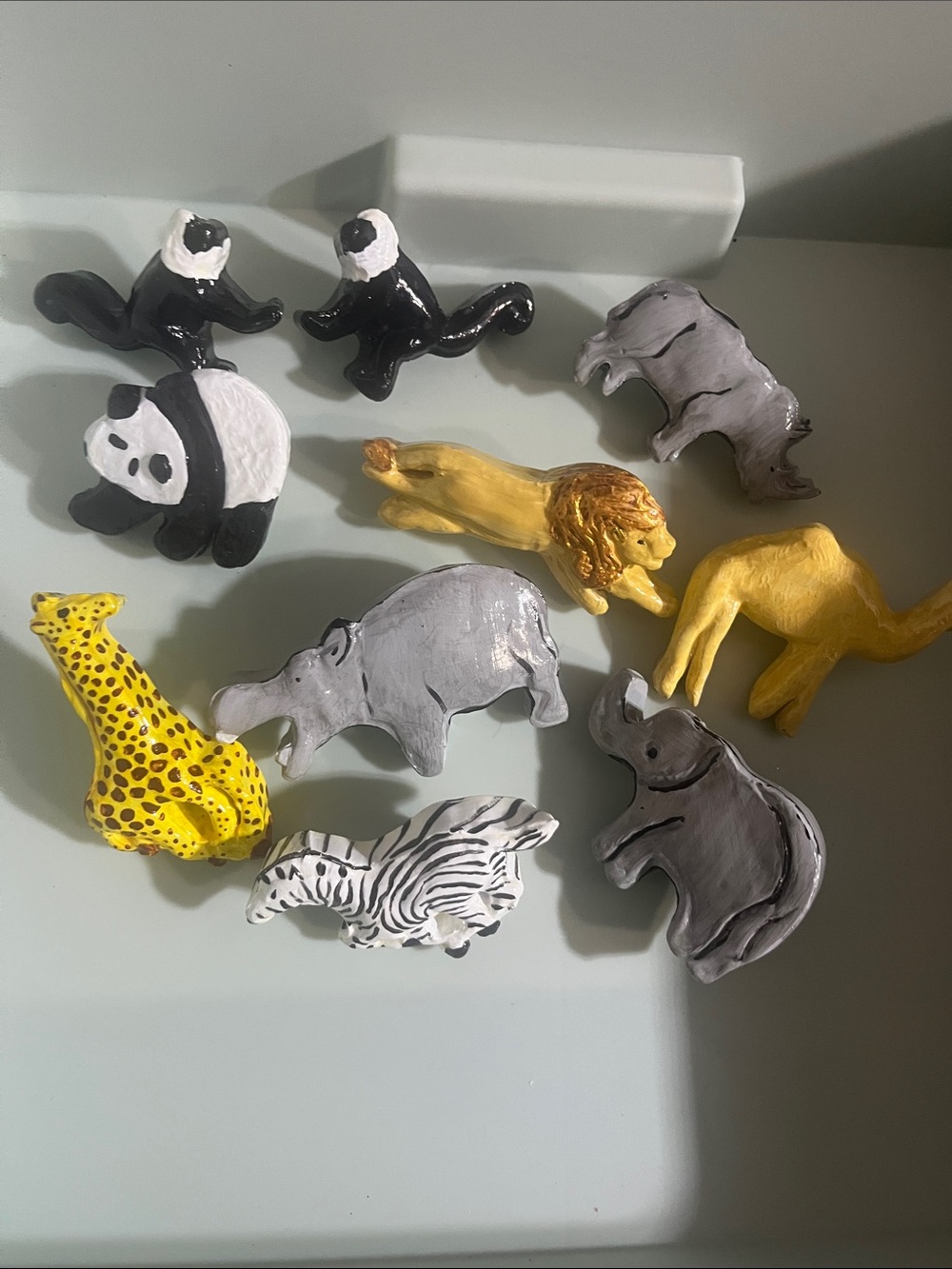 12 pc set Safari Animal Drawer Knobs Hand Painted Animals Dresser hardware 678